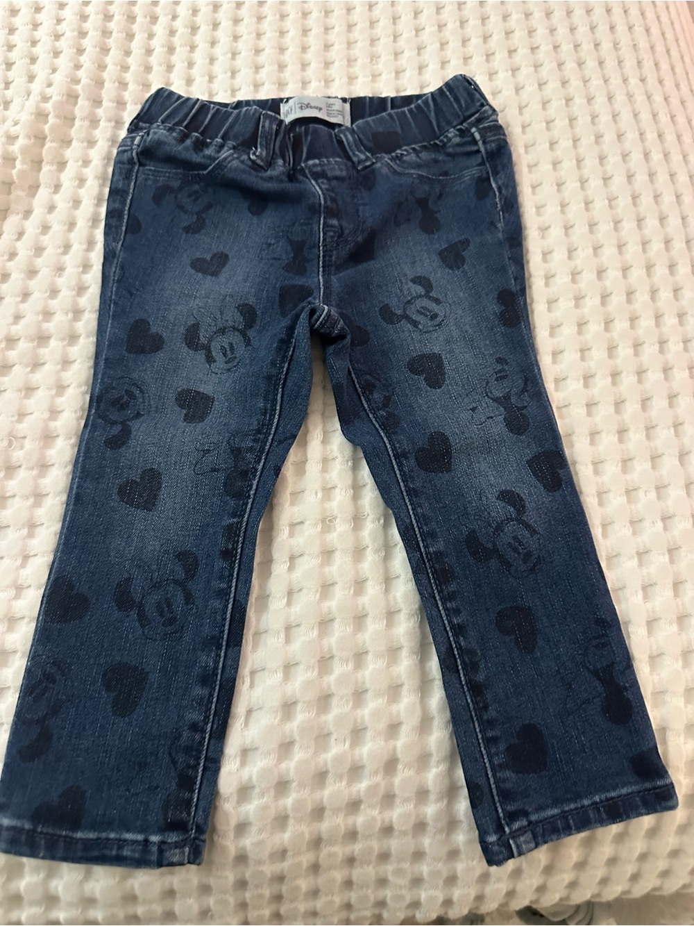GAP Disney Girls Dark Blue Mickey & Heart Print Jeans